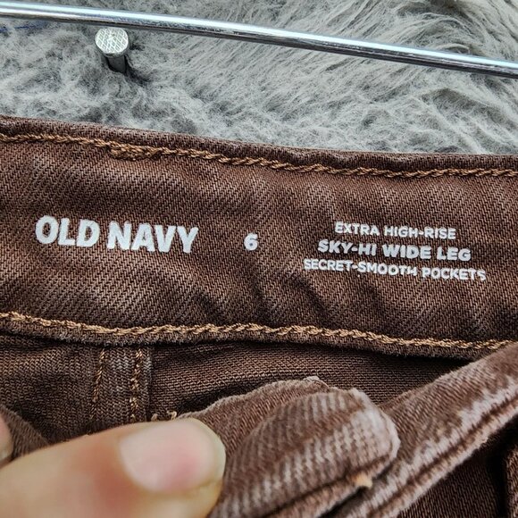 Old Navy Jeans Womens 6 Brown Stretch Denim Sky Hi Wide Leg *GUC* - Picture 4 of 13